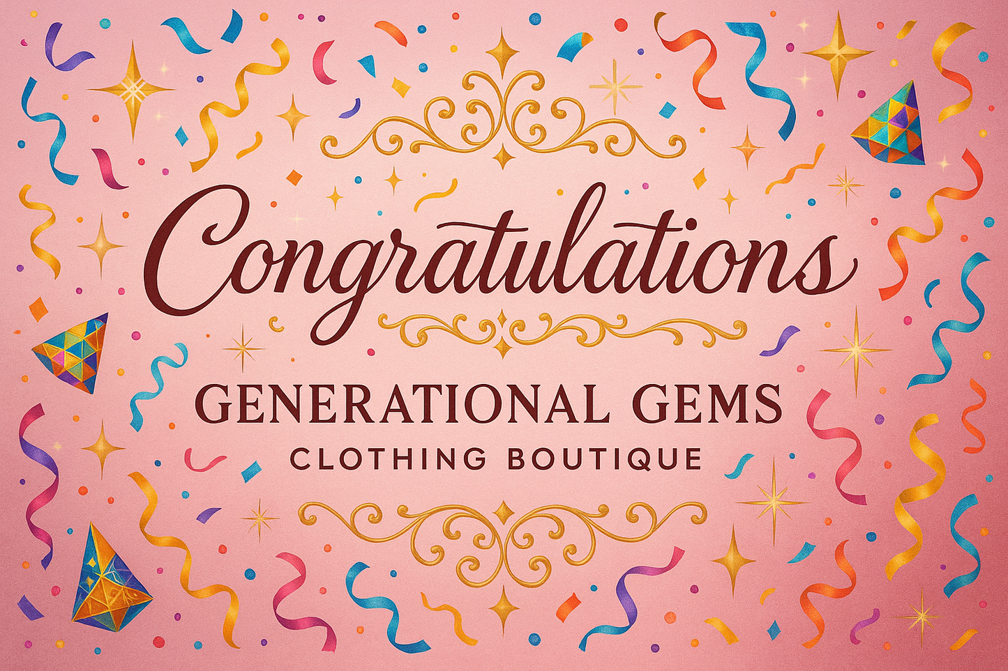 Generational Gems Congratulations pink colorful festive gift card
