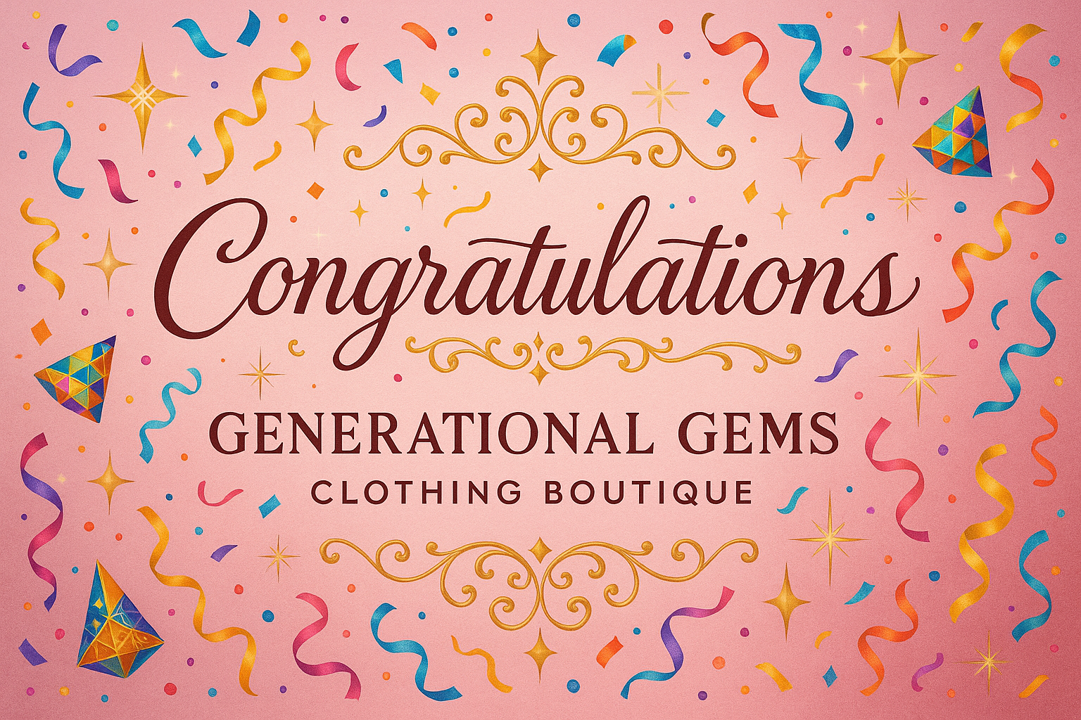 Generational Gems Congratulations pink colorful festive gift card